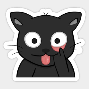 Cute tongue stick out black cat Sticker